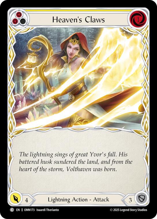 Flesh and Blood TCG Omens of the Third Age Heavens Claws (Blue) #OMN173 Common Near Mint