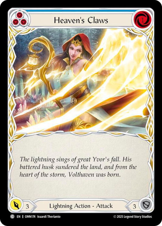 Flesh and Blood TCG Omens of the Third Age Heavens Claws (Yellow) #OMN174 Common Near Mint