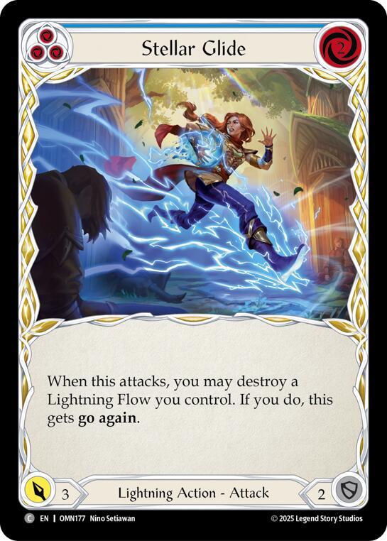 Flesh and Blood TCG Omens of the Third Age Stellar Glide (Blue) #OMN177 Common Near Mint