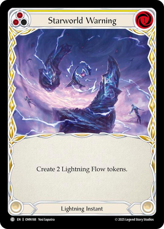 Flesh and Blood TCG Omens of the Third Age Starworld Warning (Yellow) #OMN188 Common Near Mint Rainbow Foil