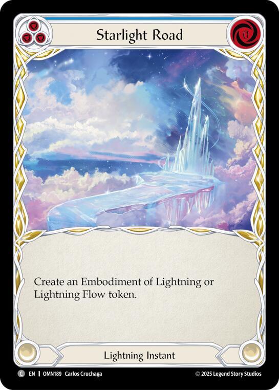 Flesh and Blood TCG Omens of the Third Age Starlight Road (Blue) #OMN189 Common Near Mint Rainbow Foil