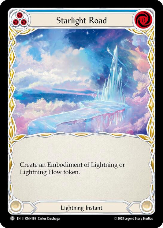 Flesh and Blood TCG Omens of the Third Age Starlight Road (Blue) #OMN189 Common Near Mint Rainbow Foil