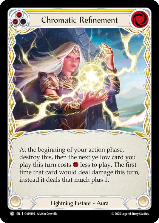 Flesh and Blood TCG Omens of the Third Age Chromatic Refinement (Yellow) #OMN194 Common Near Mint Rainbow Foil