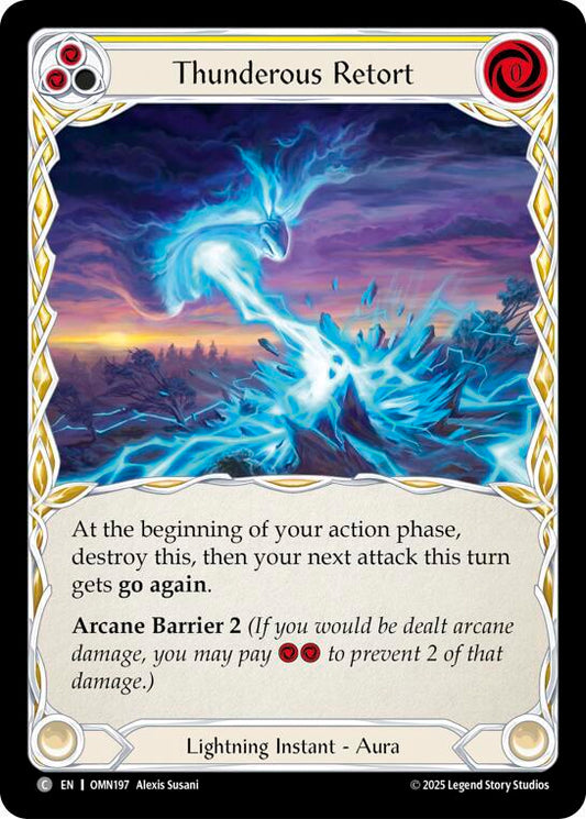 Flesh and Blood TCG Omens of the Third Age Thunderous Retort (Yellow) #OMN197 Common Near Mint