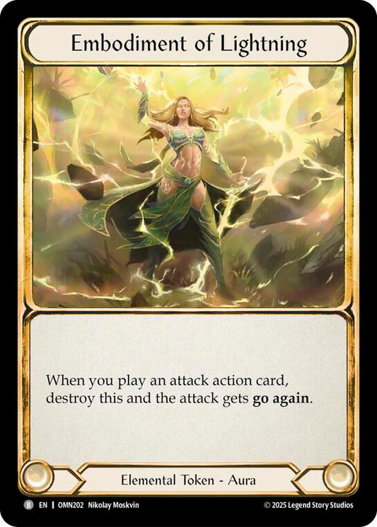 Flesh and Blood TCG Omens of the Third Age Embodiment Of Lightning #OMN202 Basic Near Mint