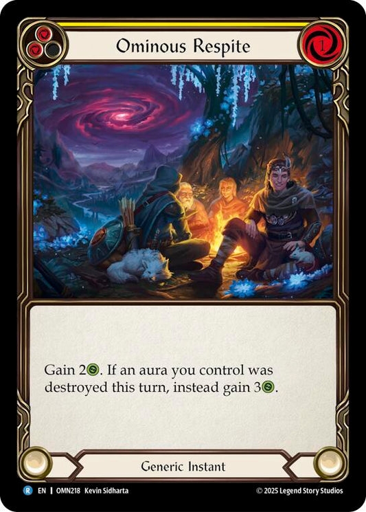 Flesh and Blood TCG Omens of the Third Age Ominous Respite (Yellow) #OMN218 Rare Near Mint