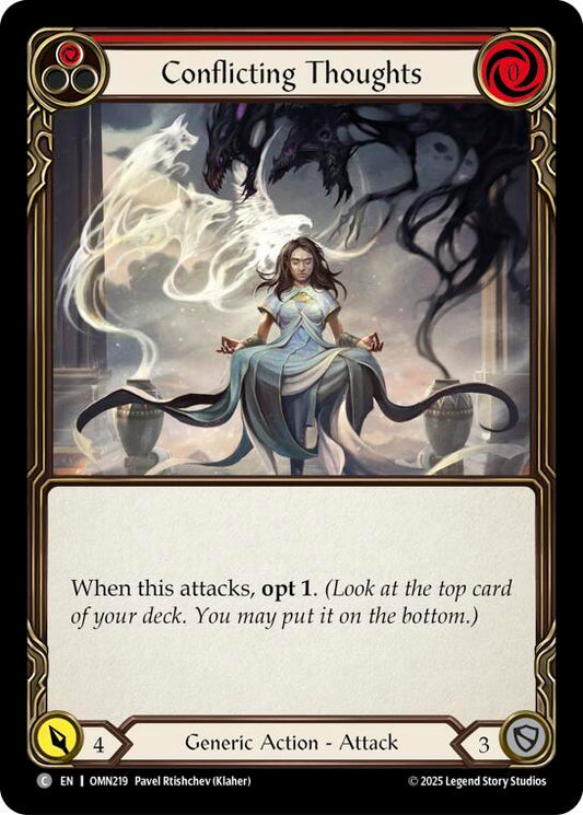 Flesh and Blood TCG Omens of the Third Age Conflicting Thoughts (Red) #OMN219 Common Near Mint