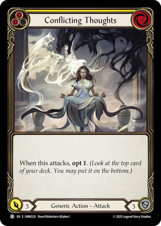 Flesh and Blood TCG Omens of the Third Age Conflicting Thoughts (Yellow) #OMN220 Common Near Mint