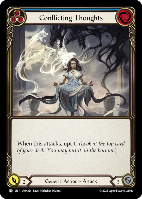 Flesh and Blood TCG Omens of the Third Age Conflicting Thoughts (Blue) #OMN221 Common Near Mint