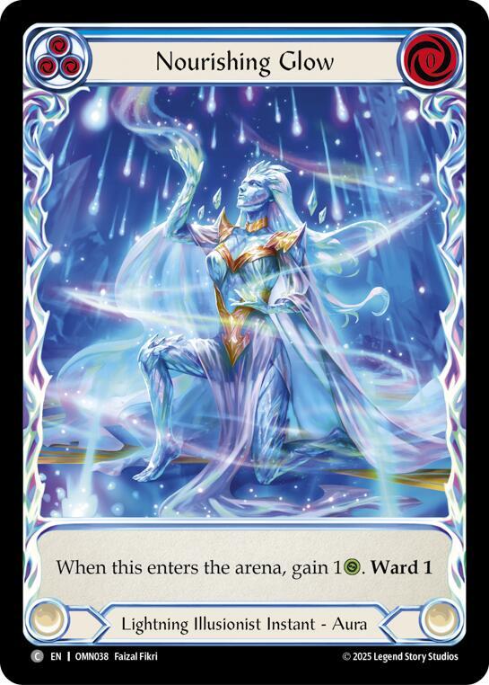 Flesh and Blood TCG Omens of the Third Age Nourishing Glow (Blue) #OMN038 Common Near Mint