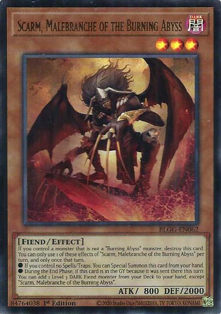 YuGiOh Battles of Legend: Glorious Gallery [Scarm, Malebranche of the Burning Abyss] #BLGG-EN062 Ultra Rare Near Mint