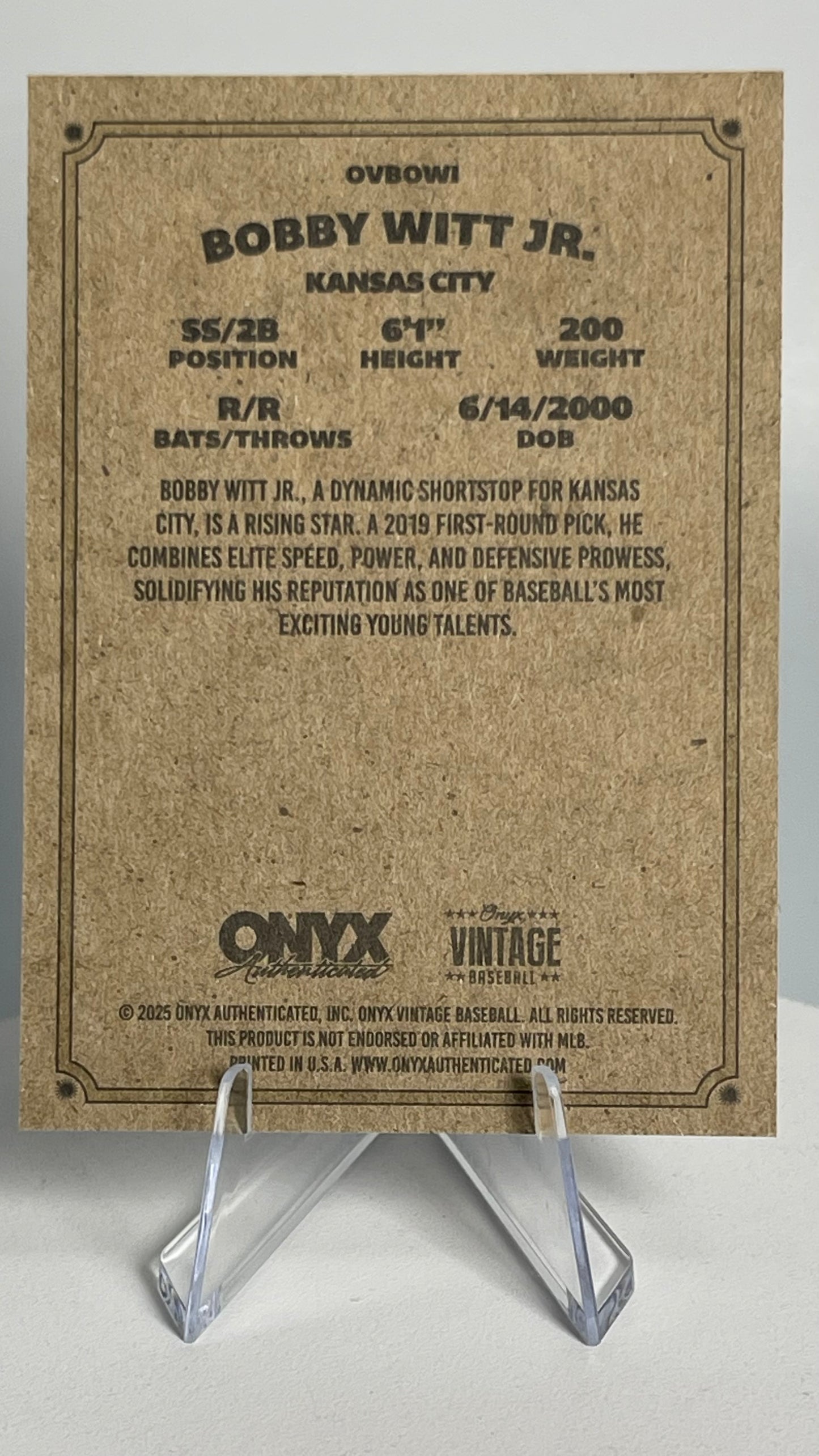 2025 Onyx Vintage Bobby Witt Jr. Kansas City Royals #OVBOWI Base Card