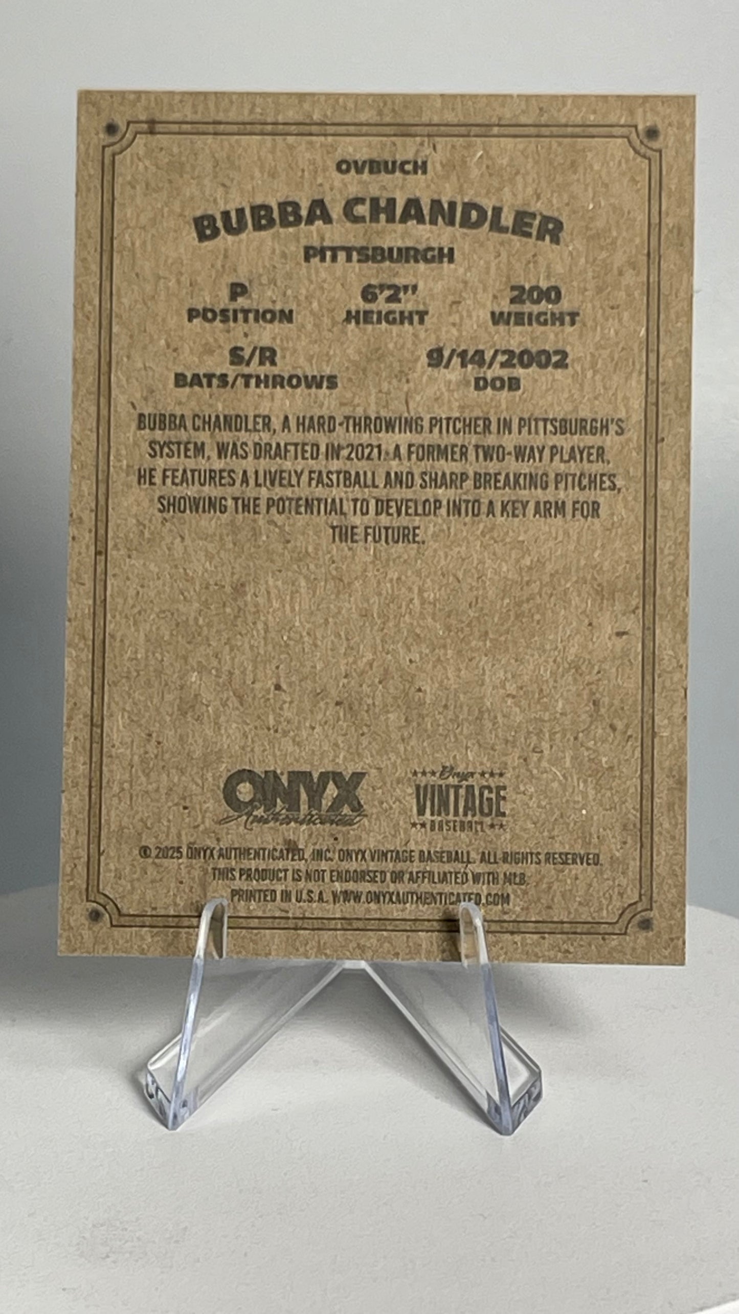 2025 Onyx Vintage Bubba Chandler Base Card #OVBUCH