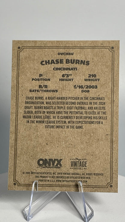2025 Onyx Vintage Chase Burns Base Card #OVCHBU Cincinnati Reds Base Card