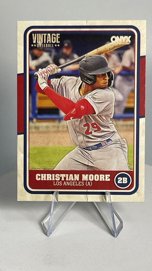 2025 Onyx Vintage Christian Moore Base Card #OVCHMO Los Angeles Angels Base Card