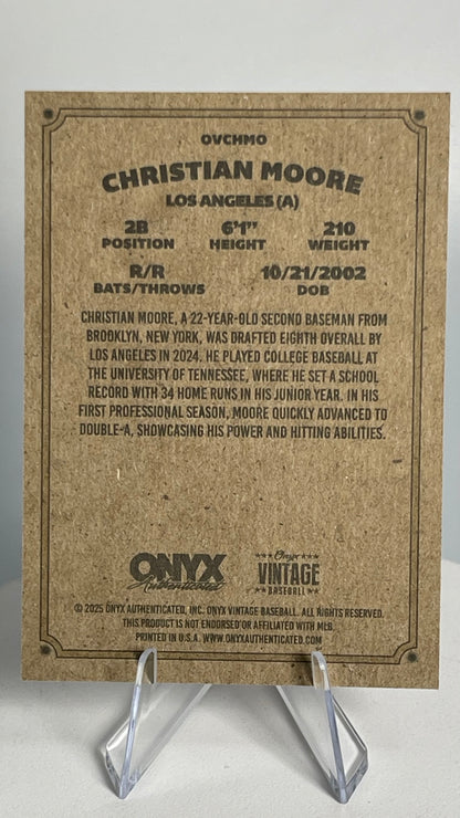 2025 Onyx Vintage Christian Moore Base Card #OVCHMO Los Angeles Angels Base Card