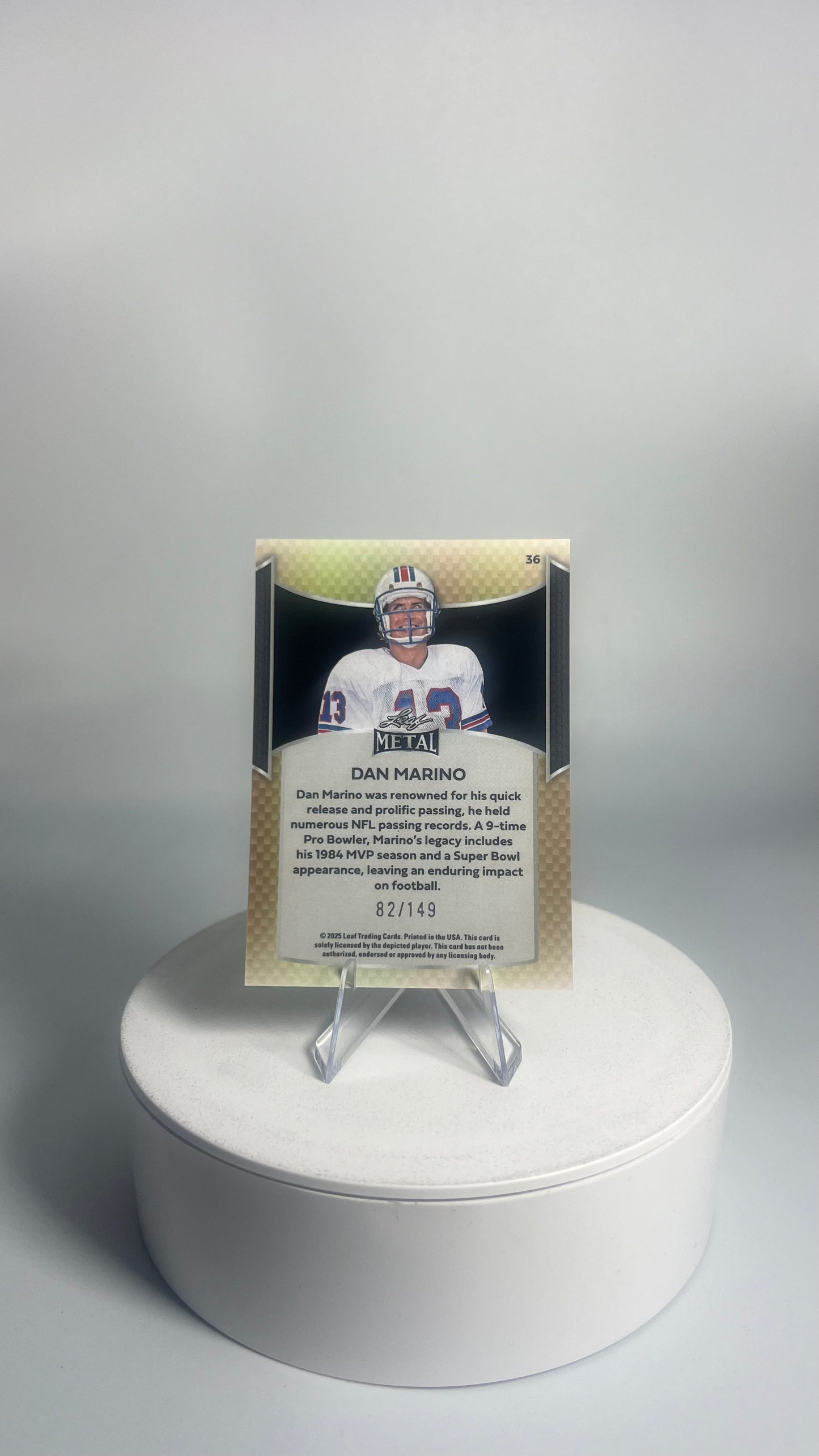 2025 Leaf Metal Football - Dan Marino #/149 Prismatic Silver #36