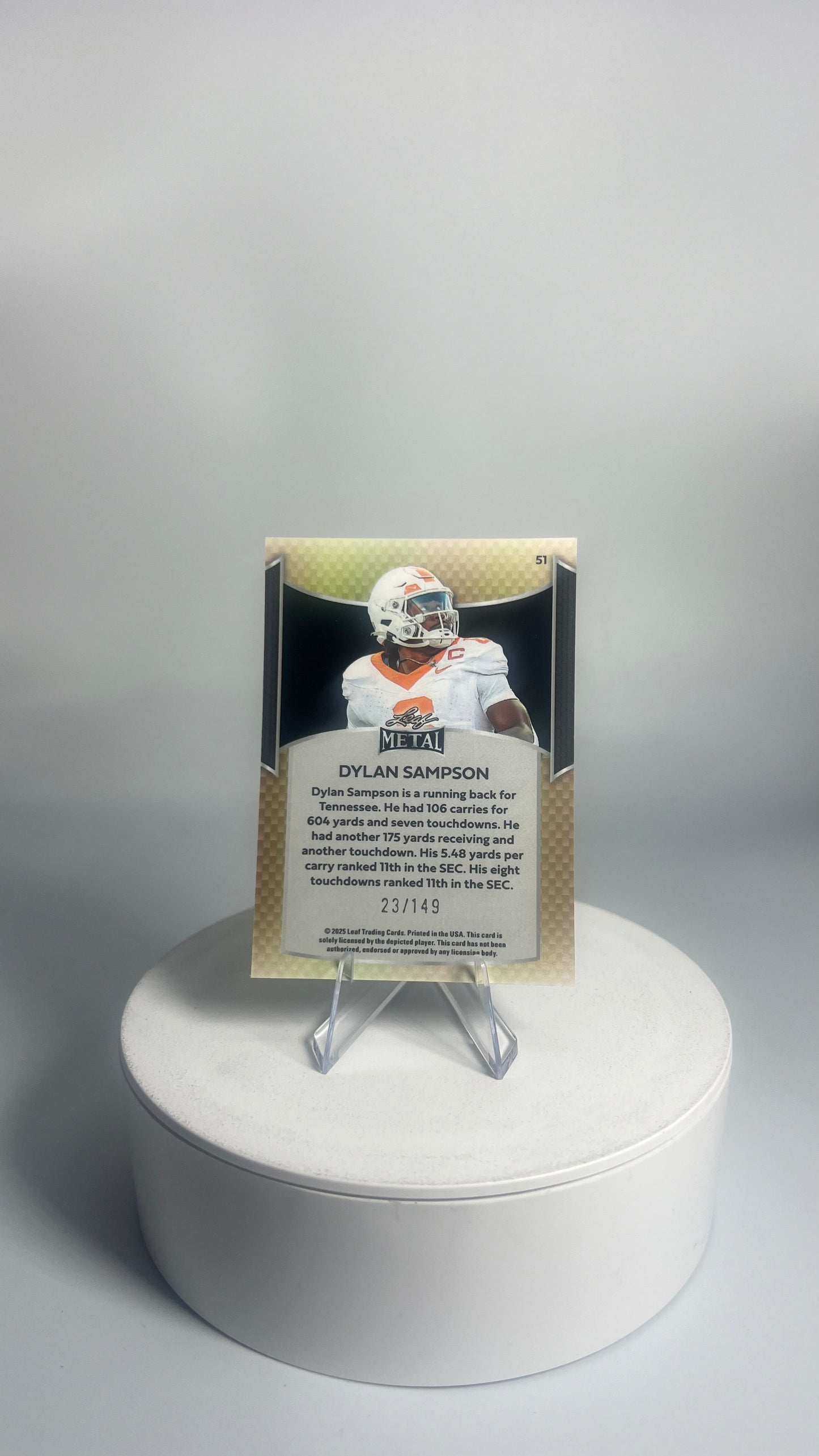 2025 Leaf Metal Football - Dylan Sampson #/149 Prismatic Silver #51