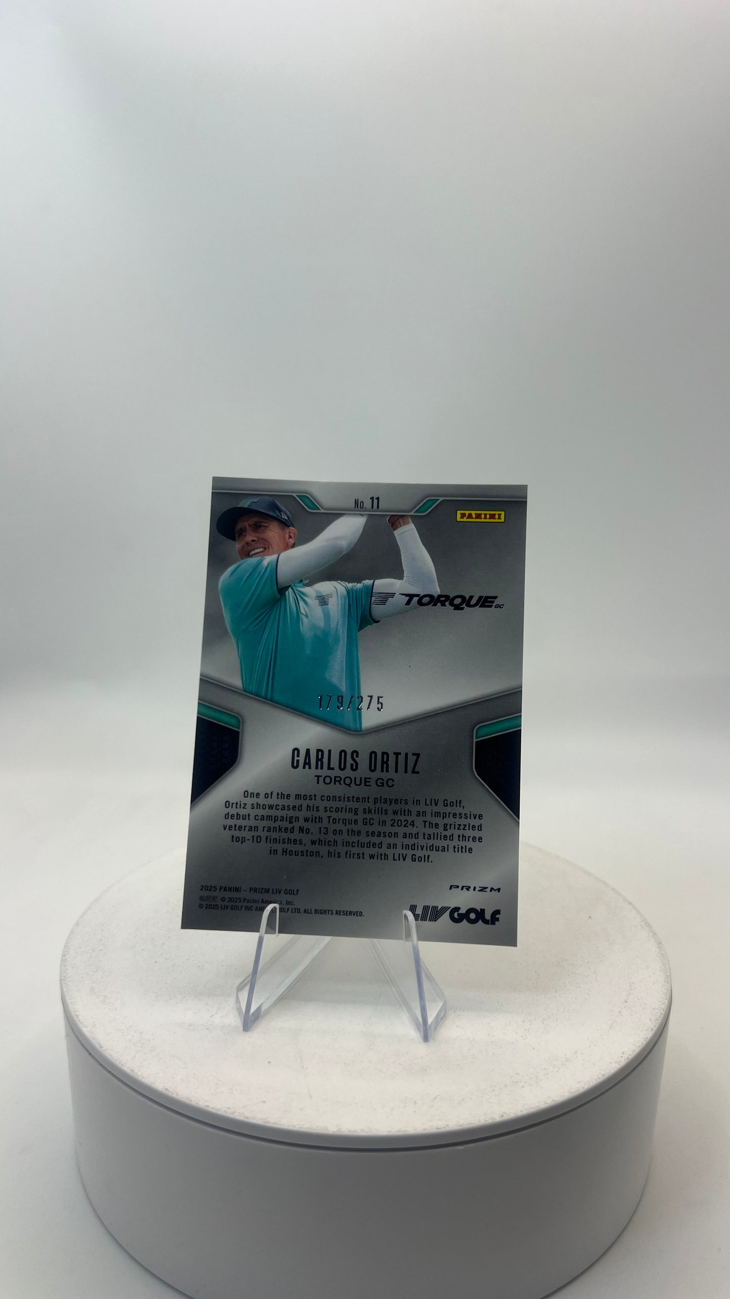 2025/26 Panini Prizm LIV Golf Dominance Teal #11 Carlos Ortiz 179/275 Torque GC