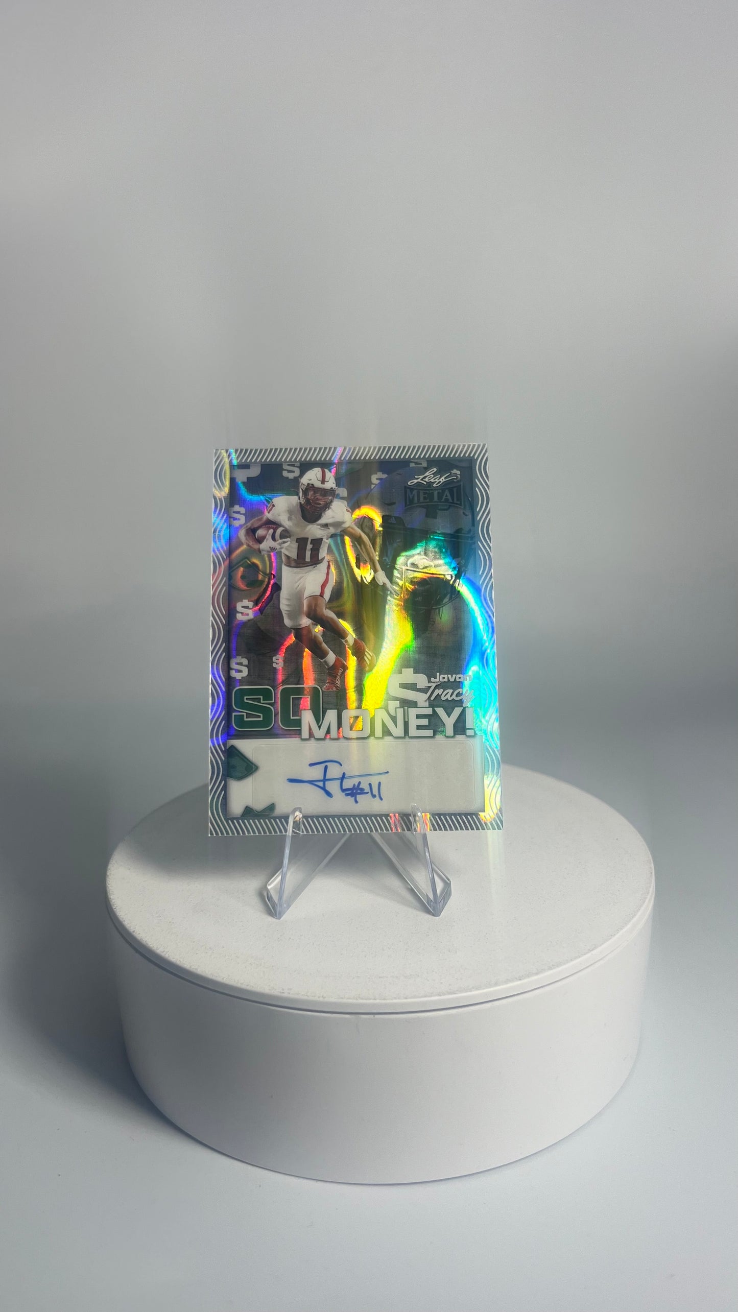2025 Leaf Metal So Money! - Javon Tracy AUTO #/15 Lava Silver SM-JT3