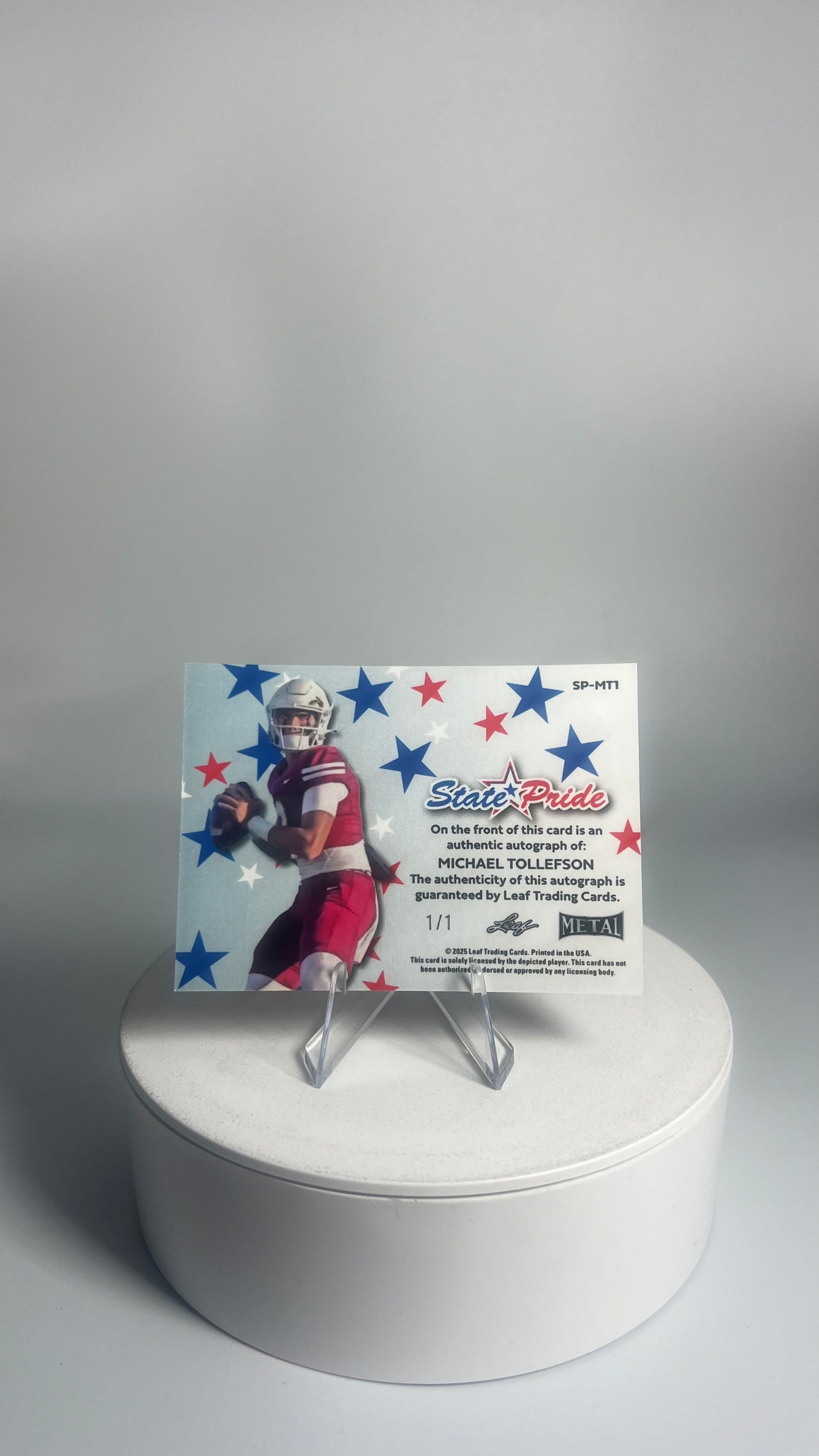 2025 Leaf Metal State Pride - Michael Tollefson Auto 1/1 Super Prismatic Gold SP-MT1