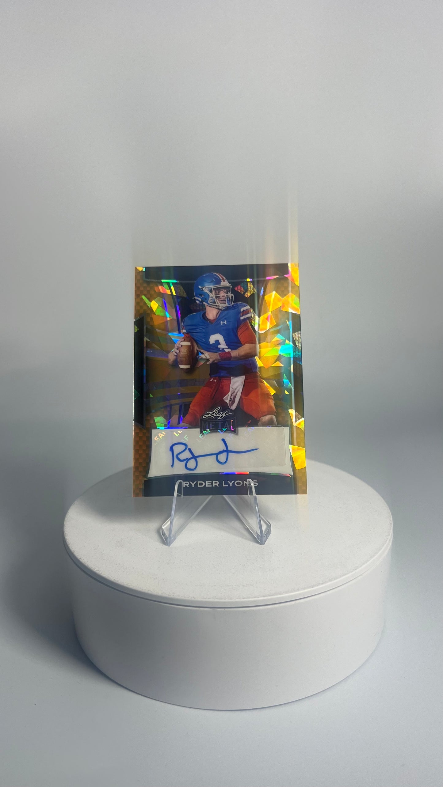2025 Leaf Metal Football - Ryder Lyons AUTO 1/1 Crystal Gold BA-RL2