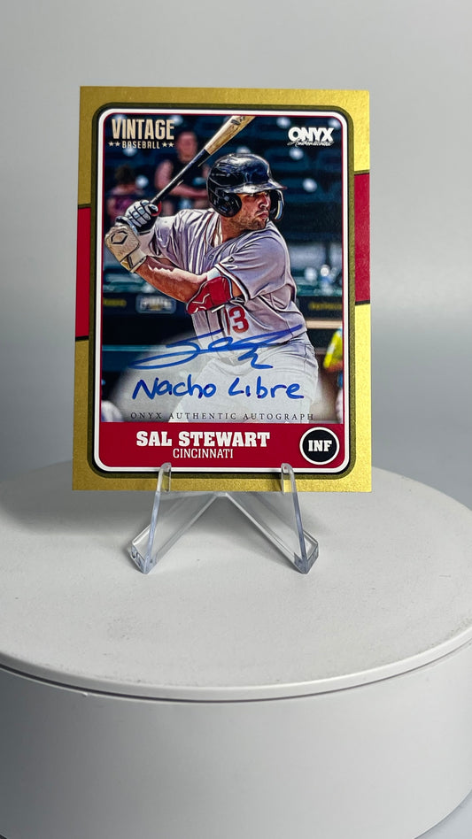2025 Onyx Vintage Autographs Gold Bordered, Enscribed Sal Stewart VASAST 9/10