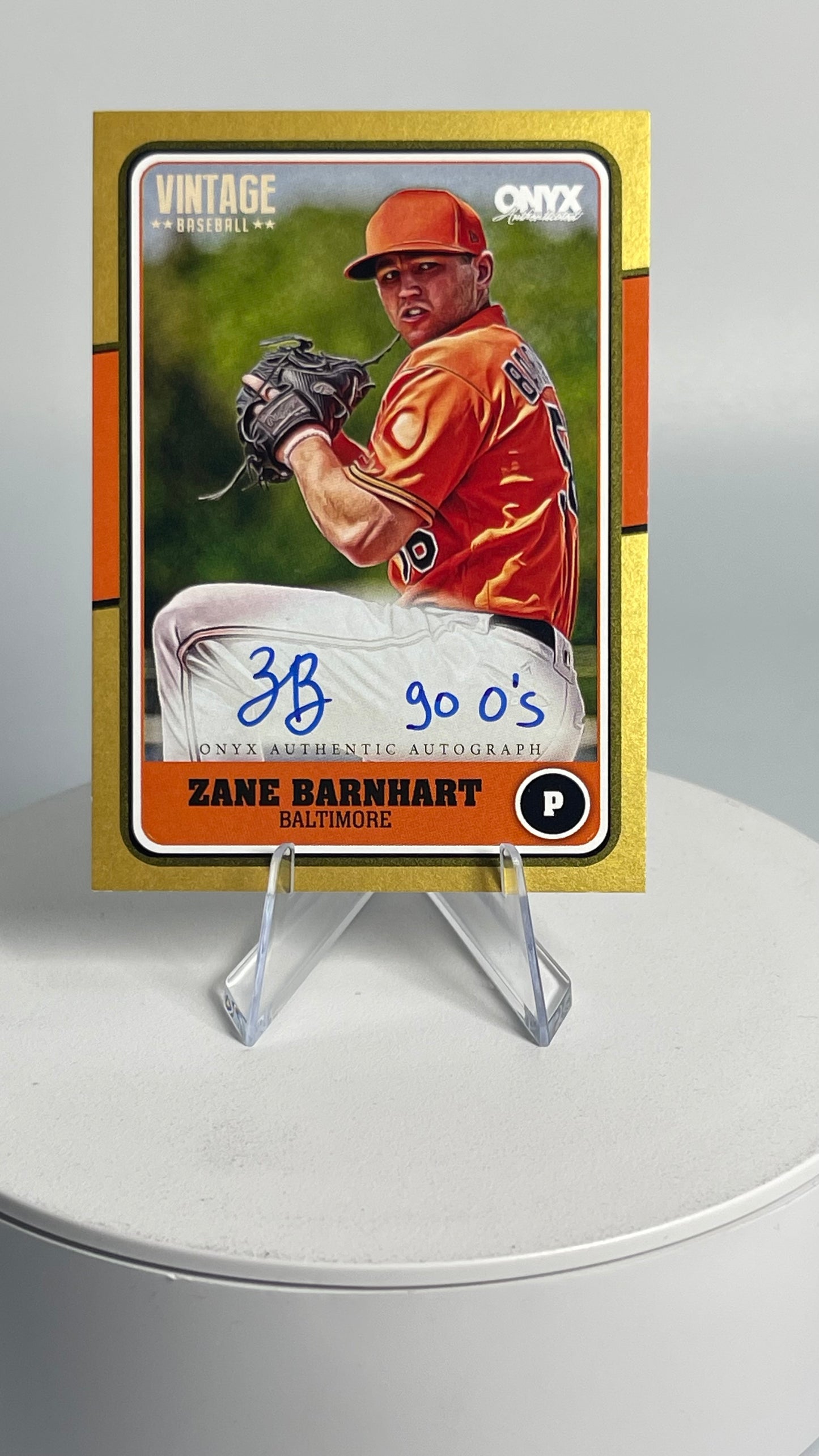 2025 Onyx Vintage Gold Ink Zane Barnhart Auto 2/10 (B81) Orioles "Go O's"