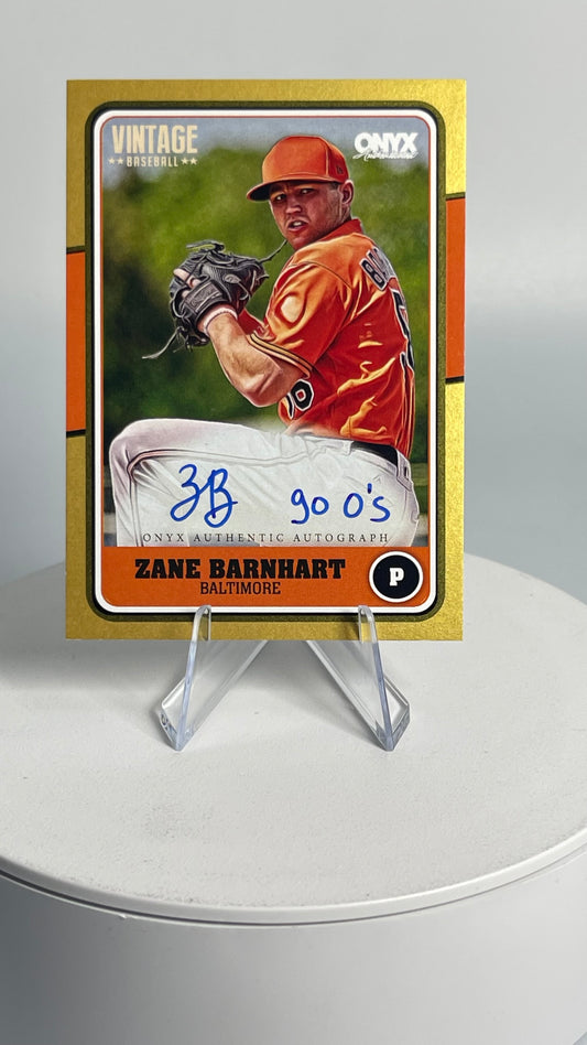 2025 Onyx Vintage Gold Ink Zane Barnhart Auto 2/10 (B81) Orioles "Go O's"