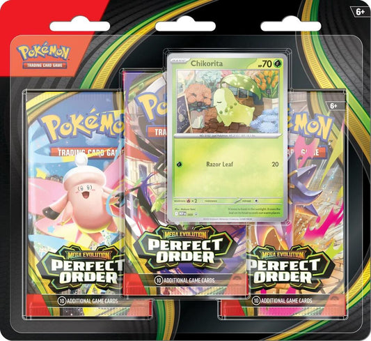 Pokemon TCG: Mega Evolution Perfect Order 3-Pack Blister Chikorita (ME03)